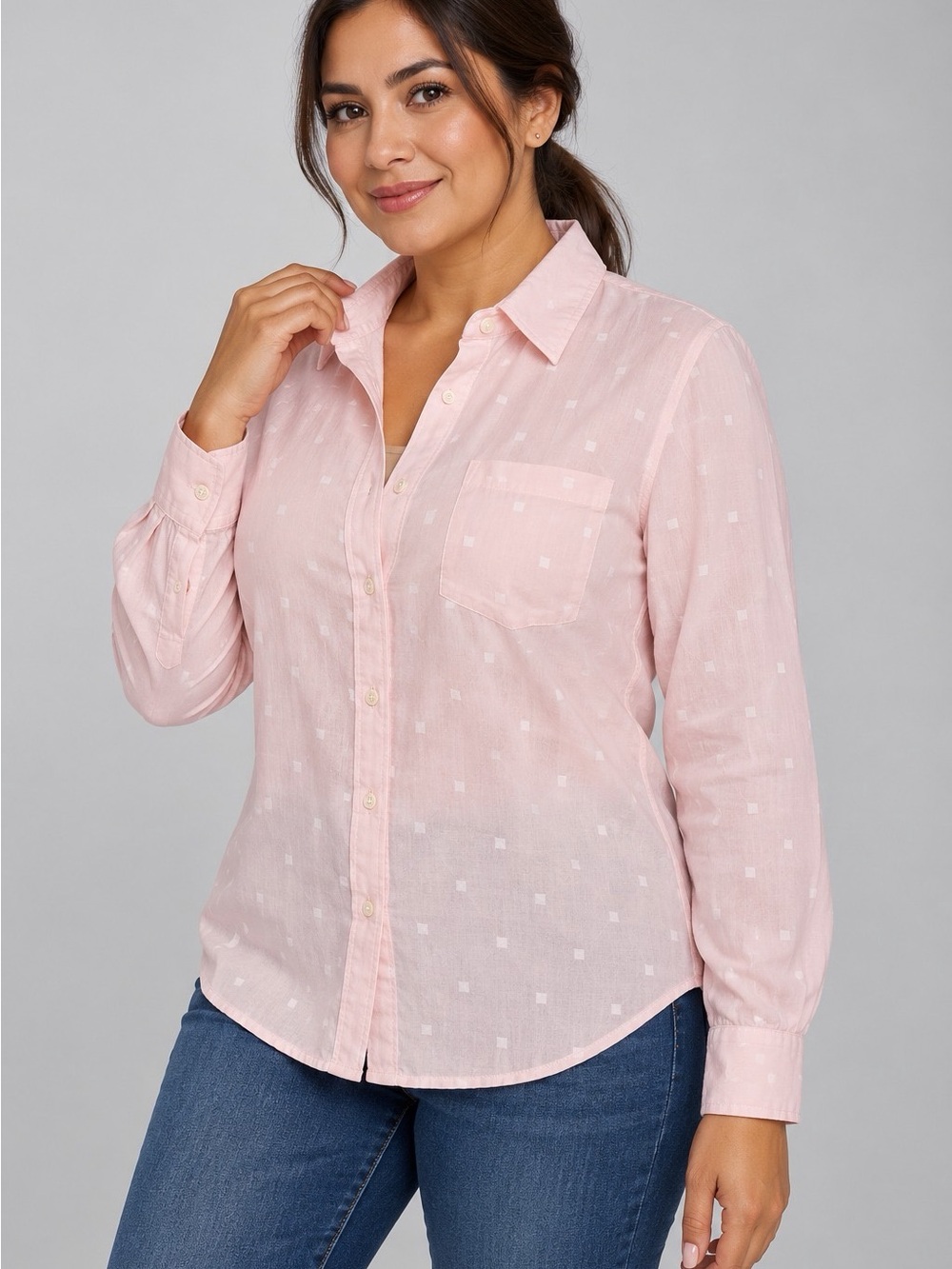 Old Navy Light Pink Long-Sleeve Button-Down Shirt